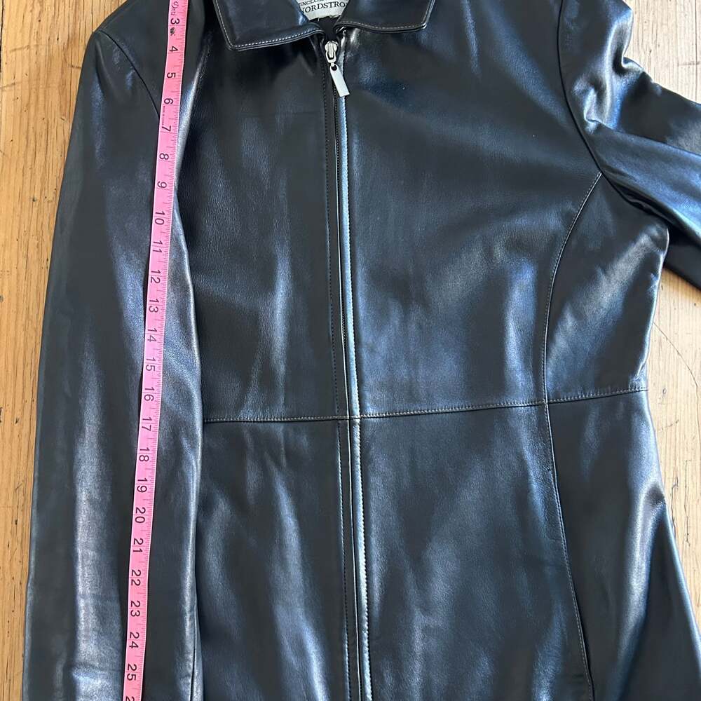 Ellen Tracy Black Leather Zip Jacket - Picture 6 of 7